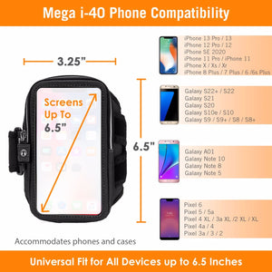 Mega i-40 Running Armband Size Chart