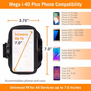 Mega i-40 Plus Running Armband Size Chart