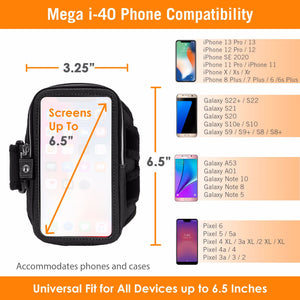 Mega i-40 Running Armband Size Chart