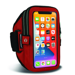 Mega i-40 armband for iPhone Xs/Xr/X/8/7, Galaxy S10/S9/S8 & more with large cases Red