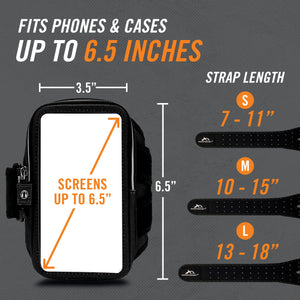 Mega i-40 Running Armband and Strap Length Size Chart