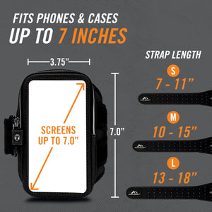 Mega i-40 Plus Running Armband and Strap Size Chart
