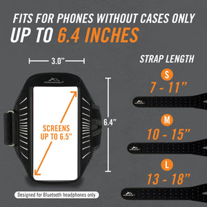 Racer Edge Lightweight Running Armband and Strap Length Size Chart