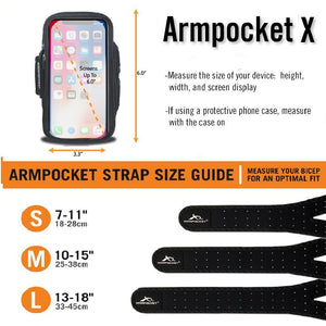Armpocket X size chart