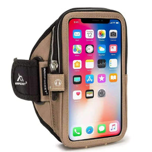 Mega i-40 armband for iPhone Xs/Xr/X/8/7, Galaxy S10/S9/S8 & more with large cases Coyote