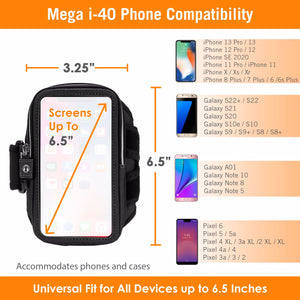 Mega i-40 Running Armband Size Chart