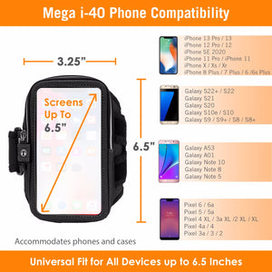Mega i-40 Running Armband Size Chart
