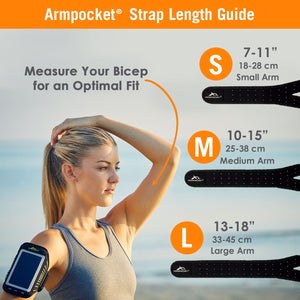 Racer Plus running armband strap length size chart